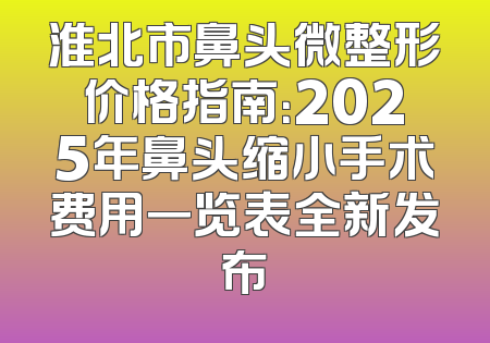 淮北市鼻头微整形价格指南：2025年鼻头缩小手术费用一览表全新发布