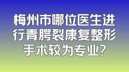 梅州市哪位医生进行青腭裂康复整形手术较为专业？