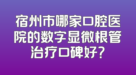 宿州市哪家口腔医院的数字显微根管治疗口碑好？