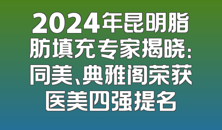 2024年昆明脂肪填充专家揭晓：同美、典雅阁荣获医美四强提名
