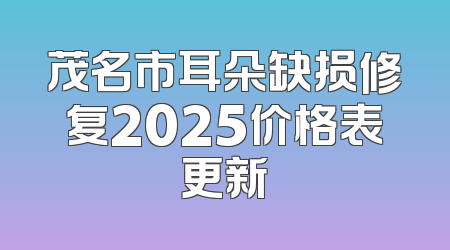 茂名市耳朵缺损修复2025价格表更新