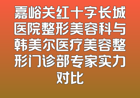 嘉峪关红十字长城医院整形美容科与韩美尔医疗美容整形门诊部专家实力对比