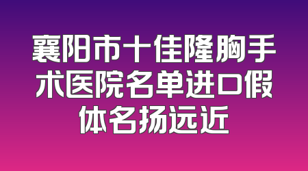 襄阳市十佳隆胸手术医院名单进口假体名扬远近