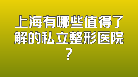 上海有哪些值得了解的私立整形医院？