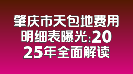 肇庆市天包地费用明细表曝光：2025年全面解读