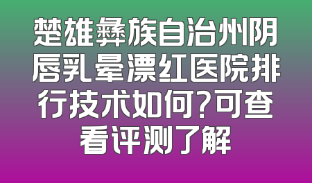 楚雄彝族自治州阴唇乳晕漂红医院排行技术如何？可查看评测了解