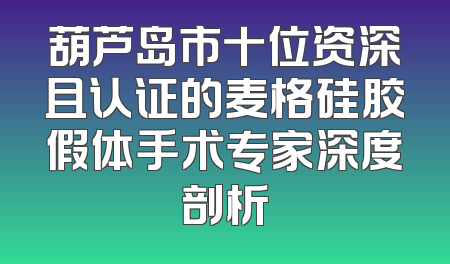 葫芦岛市十位资深且认证的麦格硅胶假体手术专家深度剖析