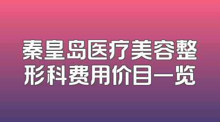 秦皇岛医疗美容整形科费用价目一览