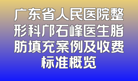 广东省人民医院整形科邝石峰医生脂肪填充案例及收费标准概览