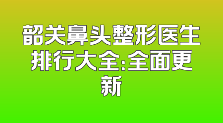 韶关鼻头整形医生排行大全：全面更新