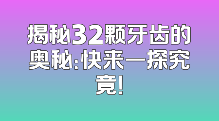 揭秘32颗牙齿的奥秘：快来一探究竟！