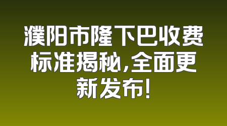 濮阳市隆下巴收费标准揭秘，全面更新发布！