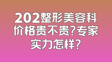 202整形美容科价格贵不贵？专家实力怎样？