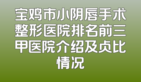 宝鸡市小阴唇手术整形医院排名前三甲医院介绍及占比情况
