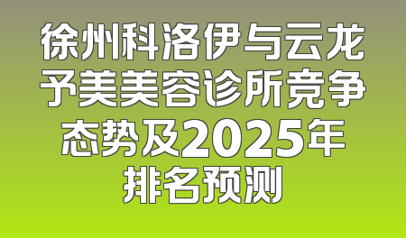 徐州科洛伊与云龙予美美容诊所竞争态势及2025年排名预测