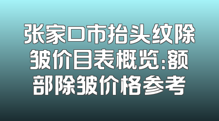 张家口市抬头纹除皱价目表概览：额部除皱价格参考