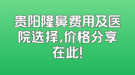 贵阳隆鼻费用及医院选择，价格分享在此！