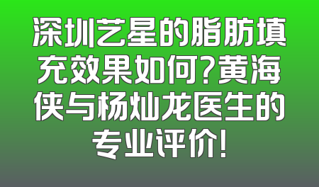 深圳艺星的脂肪填充效果如何？黄海侠与杨灿龙医生的专业评价！