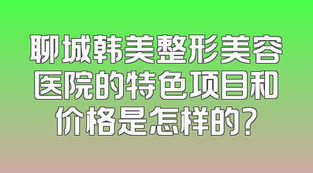聊城韩美整形美容医院的特色项目和价格是怎样的？