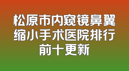松原市内窥镜鼻翼缩小手术医院排行前十更新