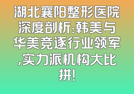 湖北襄阳整形医院深度剖析：韩美与华美竞逐行业领军，实力派机构大比拼！