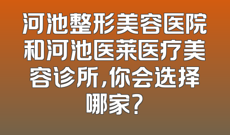 河池整形美容医院和河池医莱医疗美容诊所，你会选择哪家？