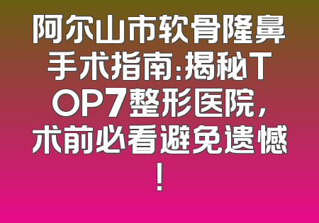 阿尔山市软骨隆鼻手术指南：揭秘TOP7整形医院，术前必看避免遗憾！