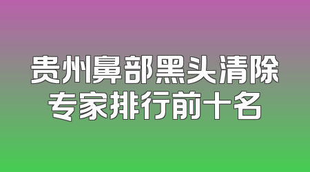 贵州鼻部黑头清除专家排行前十名