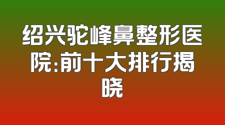 绍兴驼峰鼻整形医院：前十大排行揭晓