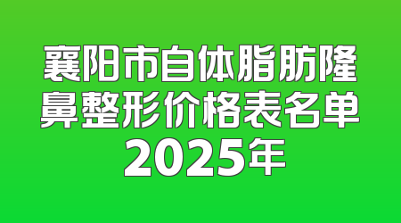 襄阳市自体脂肪隆鼻整形价格表名单 2025年