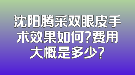 沈阳腾采双眼皮手术效果如何？费用大概是多少？