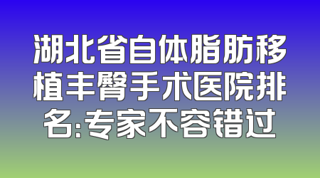 湖北省自体脂肪移植丰臀手术医院排名：专家不容错过