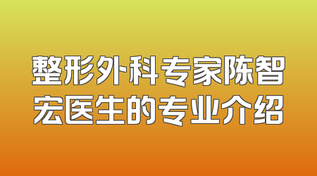 整形外科专家陈智宏医生的专业介绍