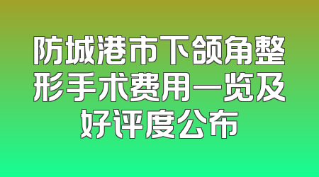 防城港市下颌角整形手术费用一览及好评度公布