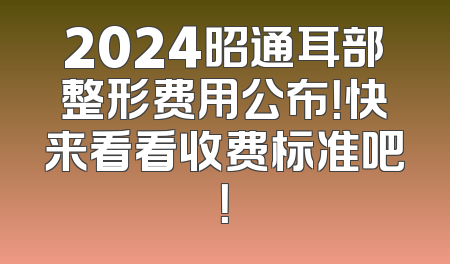 2024昭通耳部整形费用公布！快来看看收费标准吧！