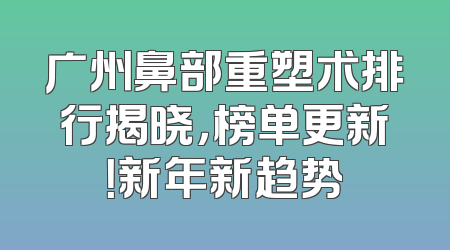 广州鼻部重塑术排行揭晓，榜单更新！新年新趋势