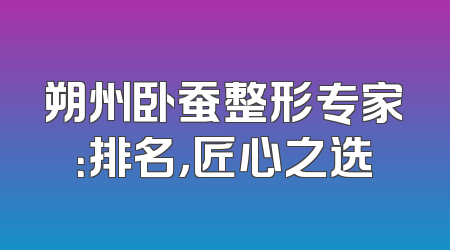 朔州卧蚕整形专家：排名，匠心之选