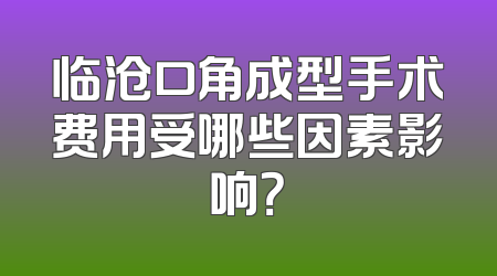 临沧口角成型手术费用受哪些因素影响？