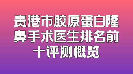 贵港市胶原蛋白隆鼻手术医生排名前十评测概览