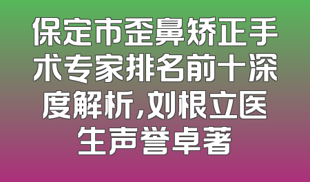 保定市歪鼻矫正手术专家排名前十深度解析，刘根立医生声誉卓著