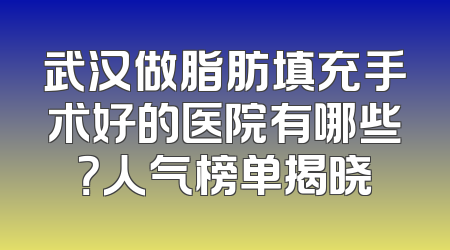 武汉做脂肪填充手术好的医院有哪些？人气榜单揭晓