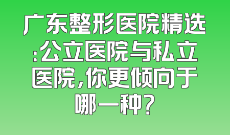 广东整形医院精选：公立医院与私立医院，你更倾向于哪一种？