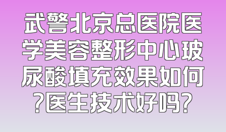 武警北京总医院医学美容整形中心玻尿酸填充效果如何？医生技术好吗？