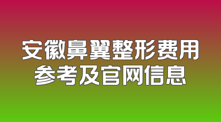 安徽鼻翼整形费用参考及官网信息