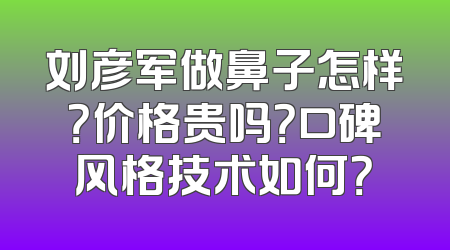 刘彦军做鼻子怎样？价格贵吗？口碑风格技术如何？