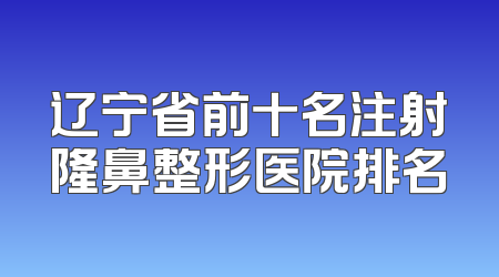 辽宁省前十名注射隆鼻整形医院排名