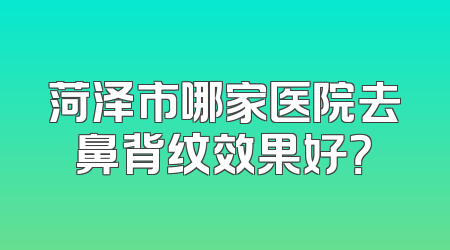 菏泽市哪家医院去鼻背纹效果好？