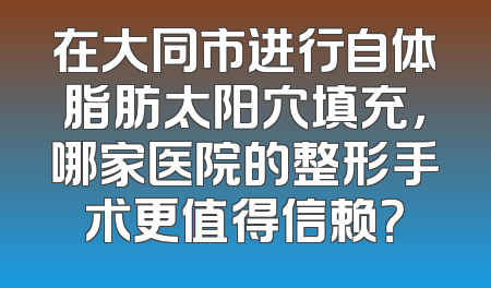 在大同市进行自体脂肪太阳穴填充，哪家医院的整形手术更值得信赖？