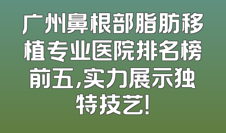 广州鼻根部脂肪移植专业医院排名榜前五，实力展示独特技艺！