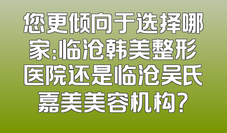 您更倾向于选择哪家：临沧韩美整形医院还是临沧吴氏嘉美美容机构？